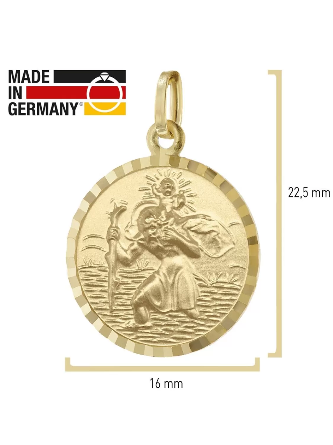 Acalee Halskette Mit Christophorus Gold 333/8K Anhanger O 16 Mm | Herrenschmuck