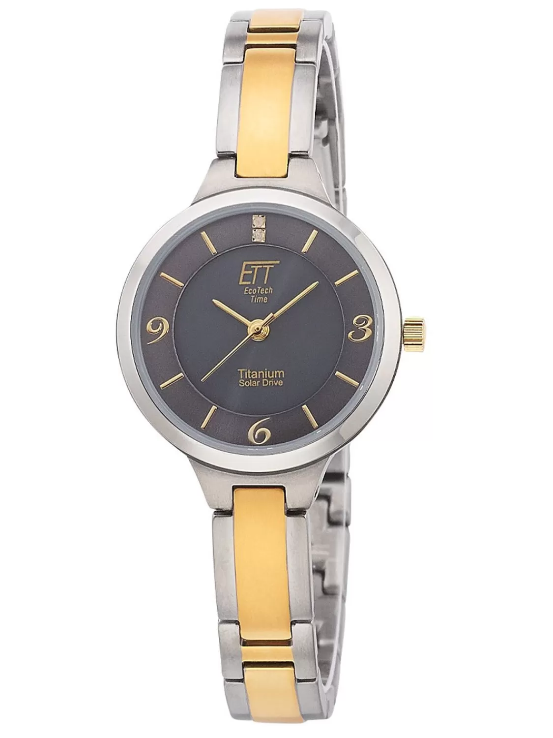 ETT Eco Tech Time Damenuhr Solar Diamond Lady Titan Anthrazit | Damenuhren