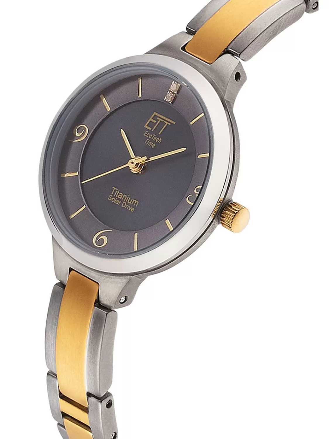 ETT Eco Tech Time Damenuhr Solar Diamond Lady Titan Anthrazit | Damenuhren