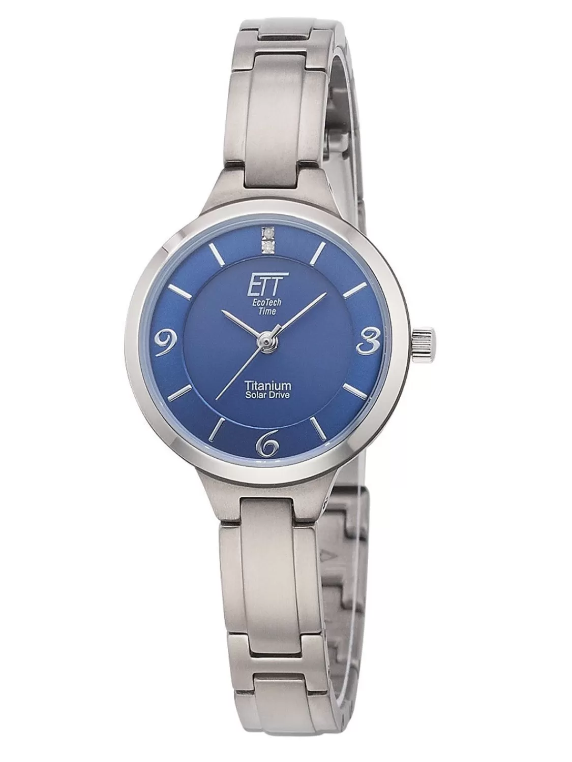 ETT Eco Tech Time Damenuhr Solar Diamond Lady Titan Blau | Damenuhren
