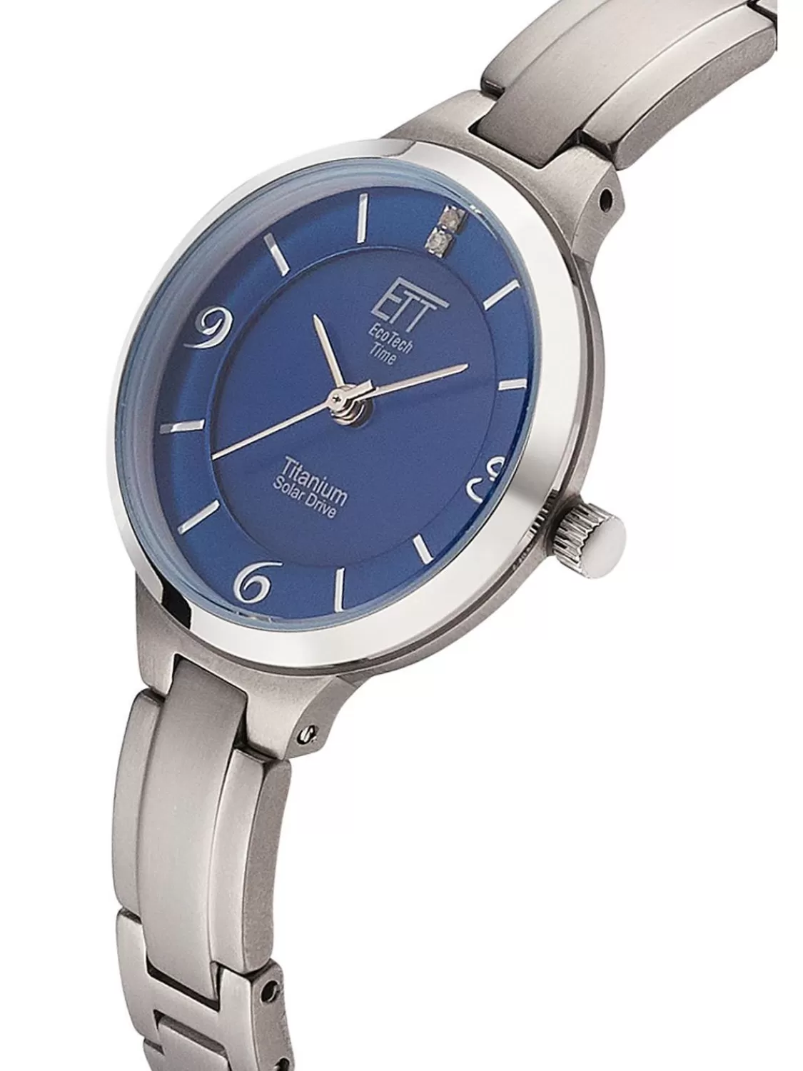 ETT Eco Tech Time Damenuhr Solar Diamond Lady Titan Blau | Damenuhren