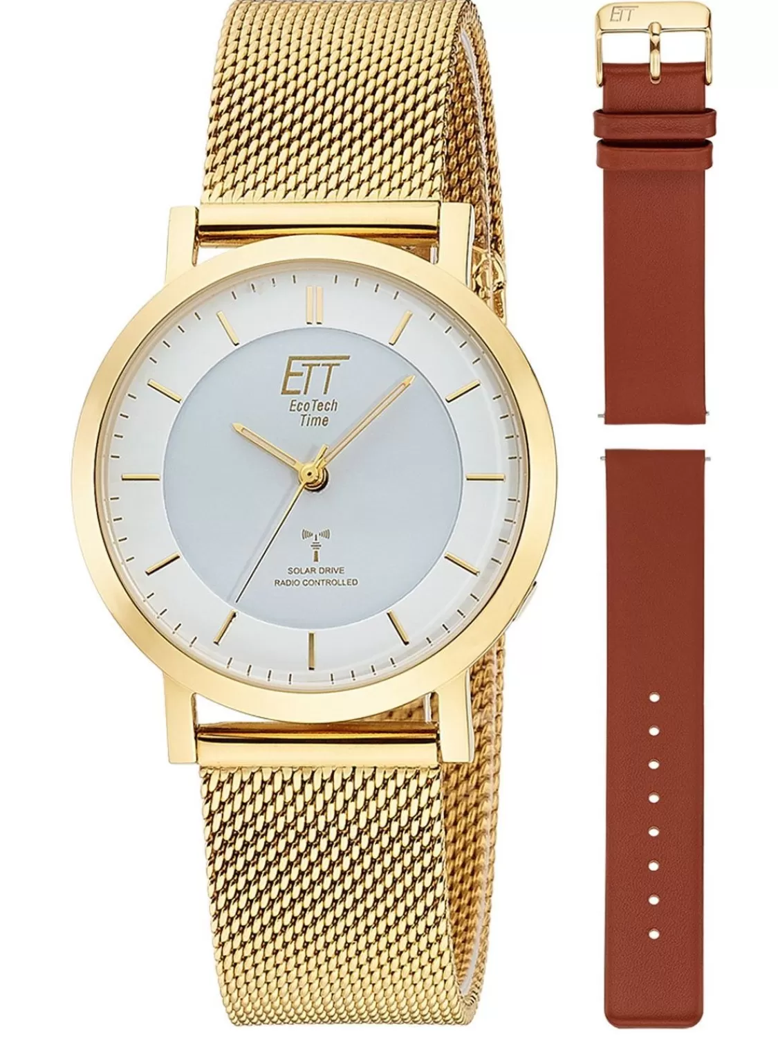 ETT Eco Tech Time Funk-Solar Damenuhr Atacama Goldfarben Mit 2 Bandern | Damenuhren