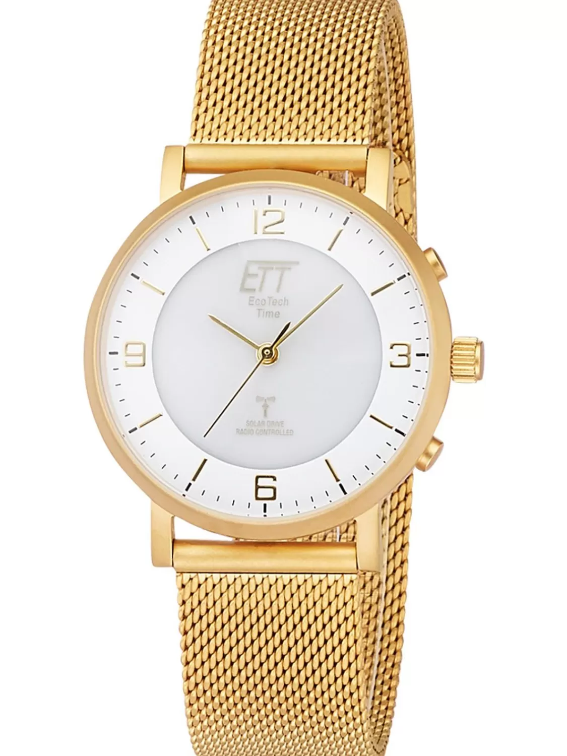 ETT Eco Tech Time Funk-Solar Damenuhr Atacama Mit Milanaiseband Goldfarben | Damenuhren