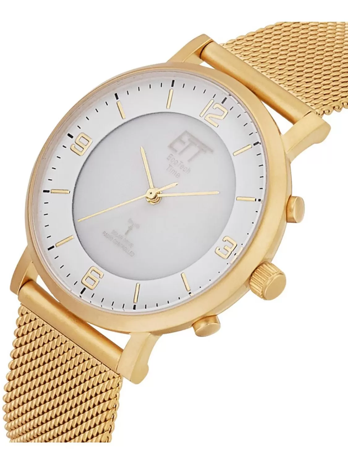 ETT Eco Tech Time Funk-Solar Damenuhr Atacama Mit Milanaiseband Goldfarben | Damenuhren