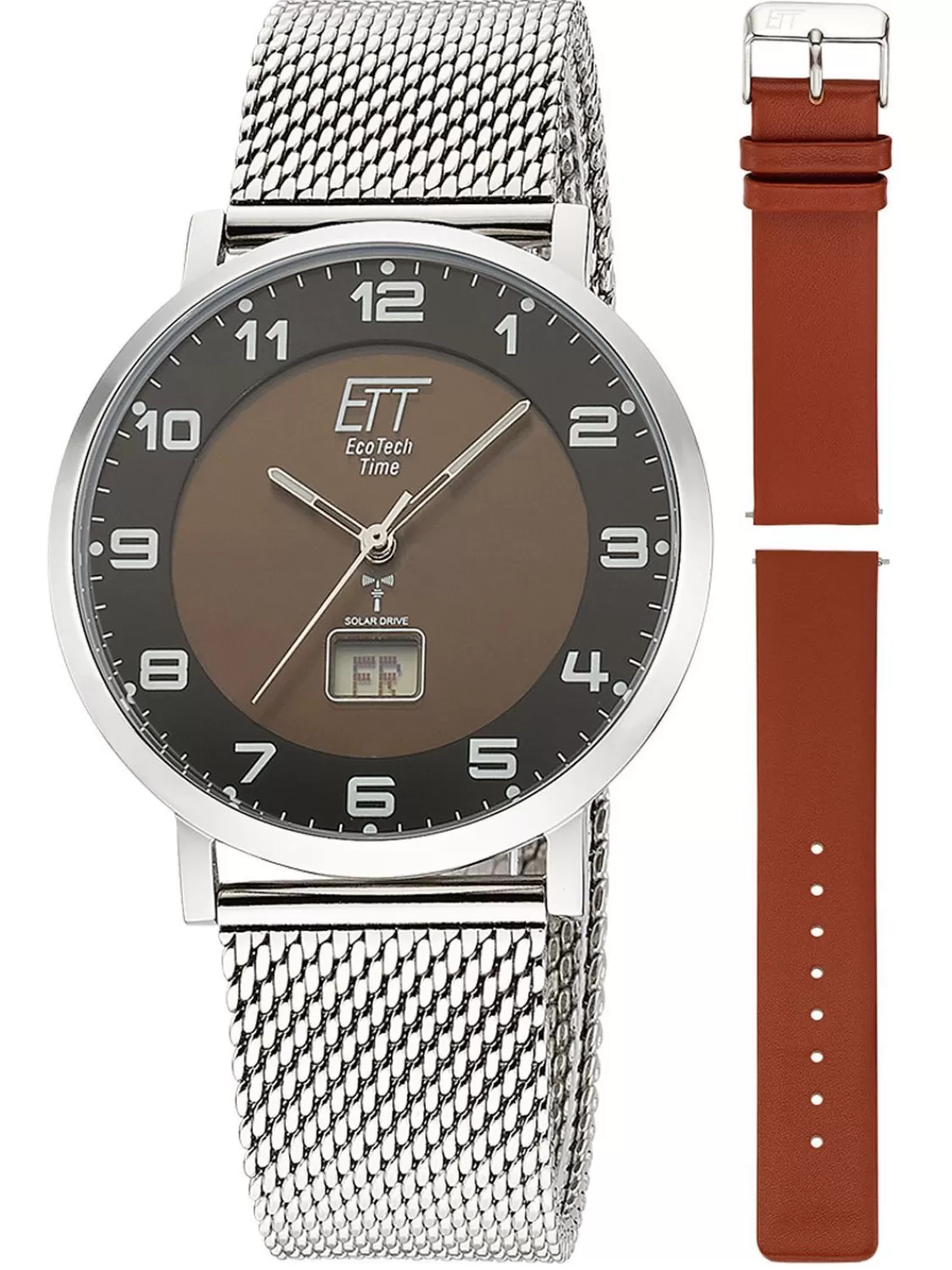 ETT Eco Tech Time Funk-Solar Herrenuhr Atacama Edelstahl Mit 2 Bandern | Herrenuhren