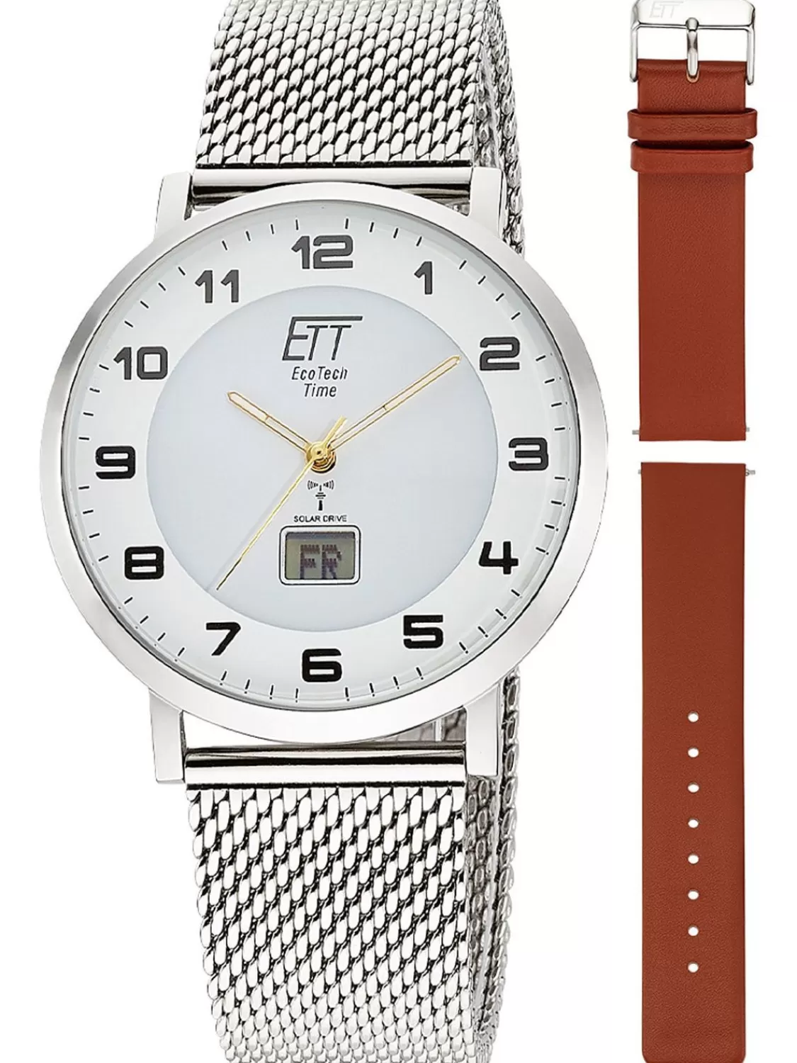 ETT Eco Tech Time Funk-Solar Herrenuhr Atacama Edelstahl Mit 2 Bandern | Herrenuhren