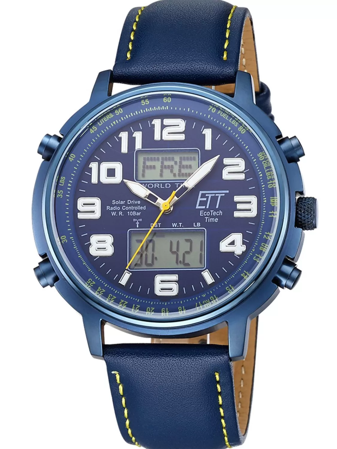 ETT Eco Tech Time Funk-Solar Herrenuhr Hunter Ii Lederband Blau | Herrenuhren