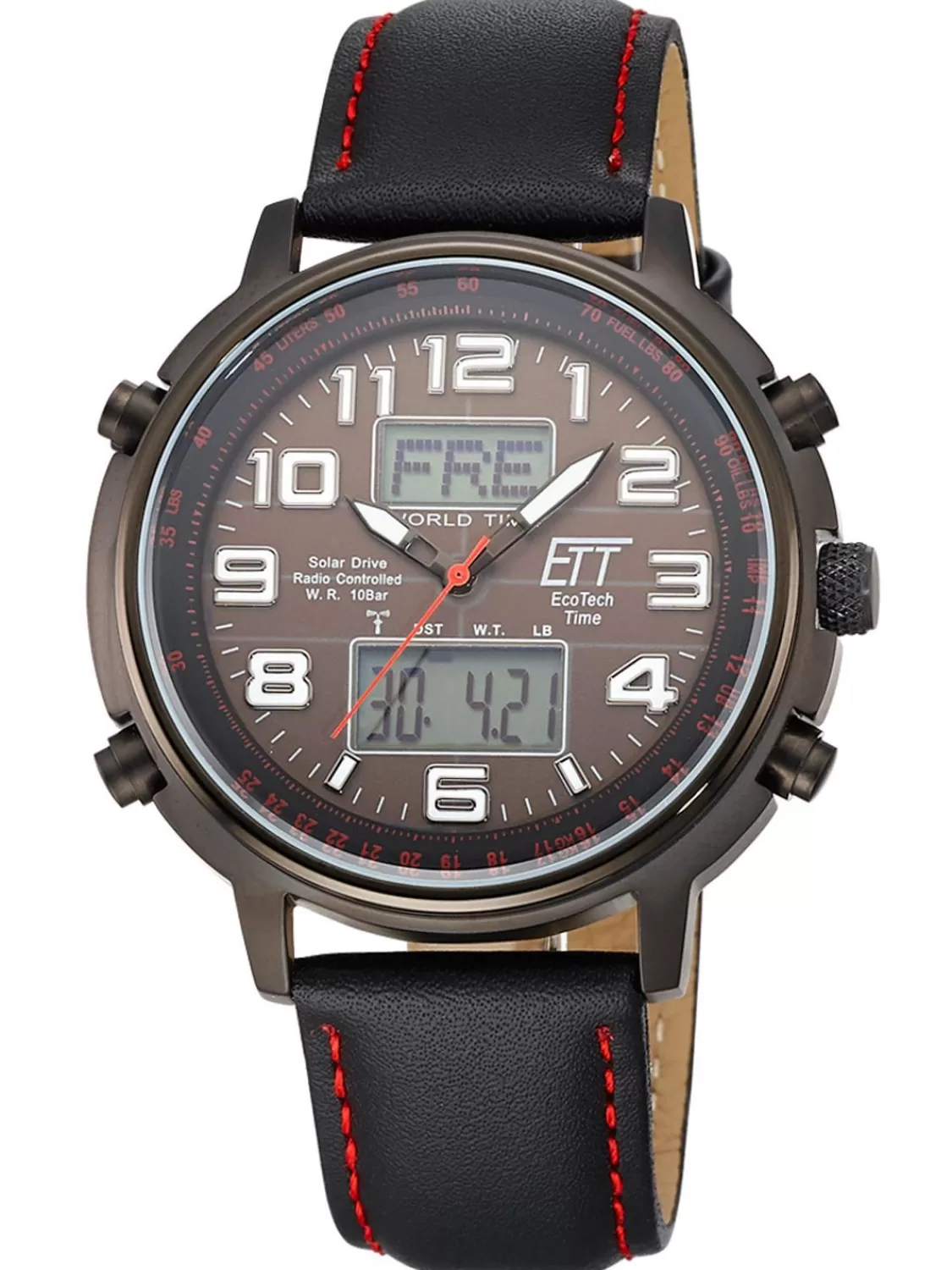 ETT Eco Tech Time Funk-Solar Herrenuhr Hunter Ii Lederband Schwarz | Herrenuhren