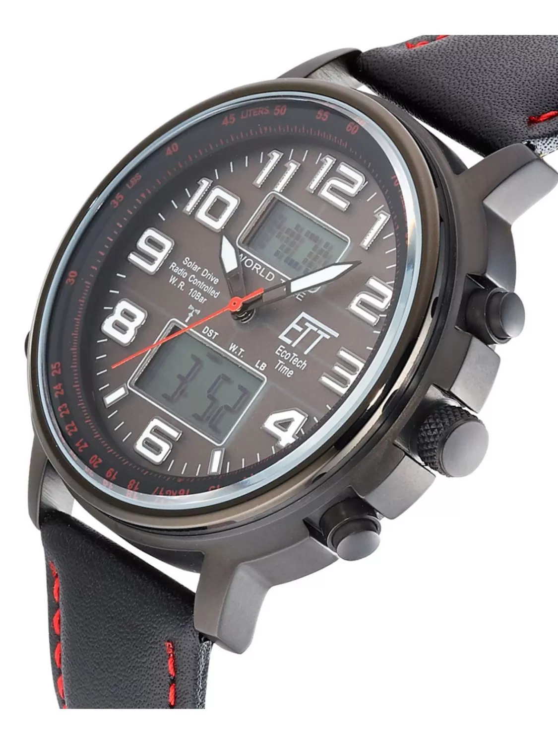 ETT Eco Tech Time Funk-Solar Herrenuhr Hunter Ii Lederband Schwarz | Herrenuhren
