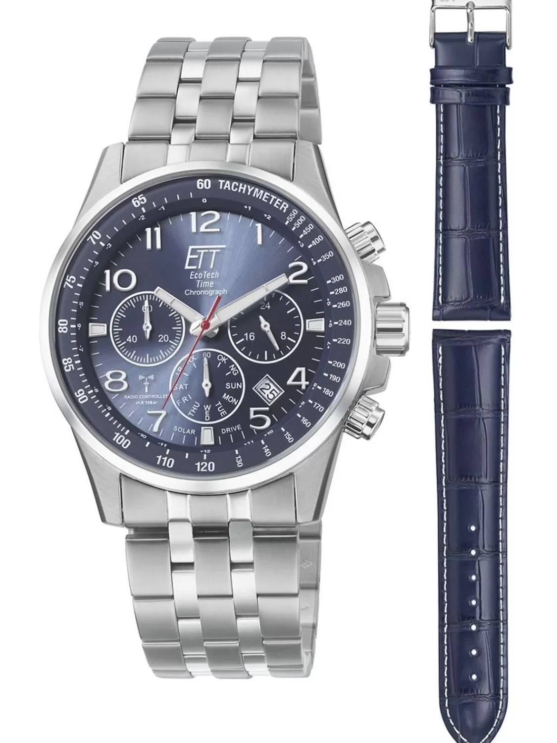 ETT Eco Tech Time Funk-Solar Herrenuhr Professional 2 Bander Blau | Herrenuhren