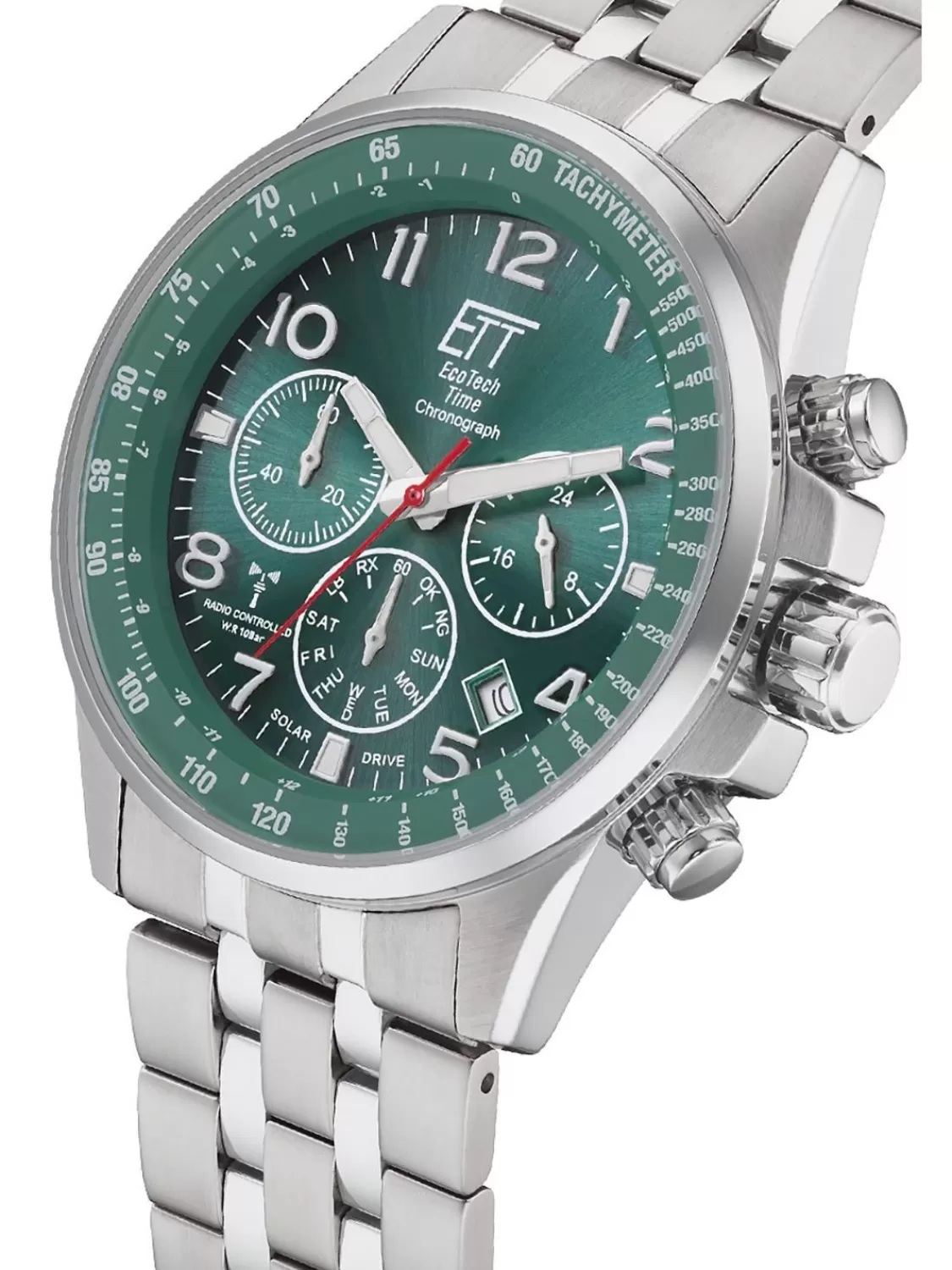 ETT Eco Tech Time Funk-Solar Herrenuhr Professional 2 Bander Grun | Herrenuhren