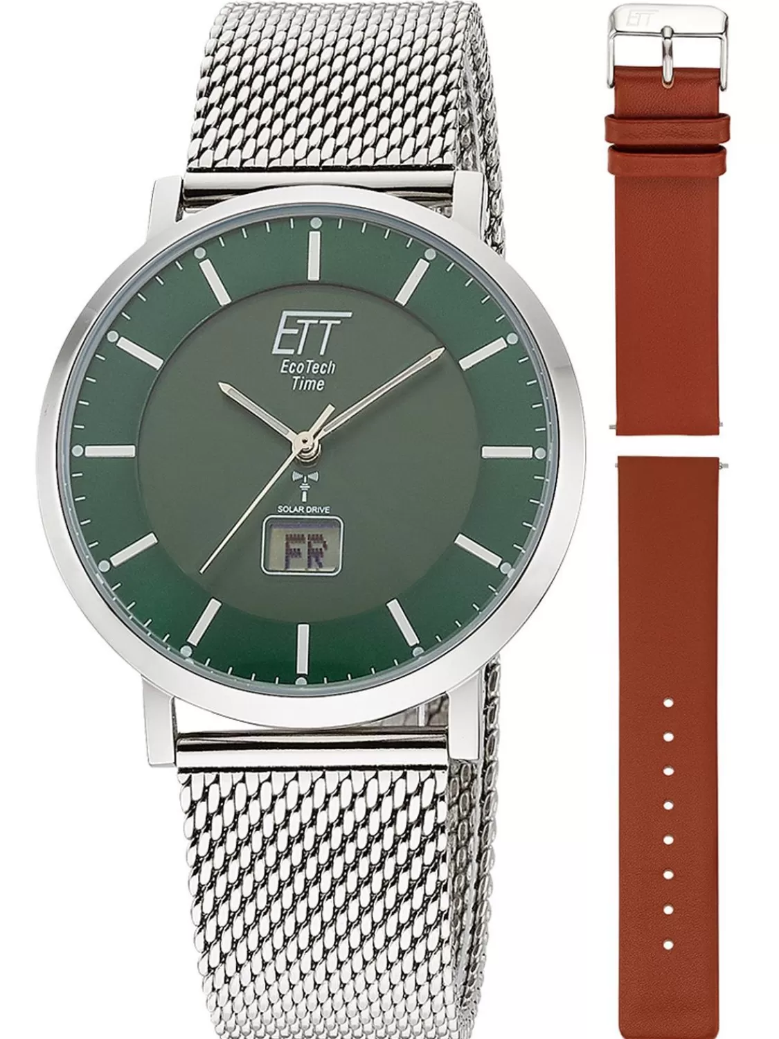ETT Eco Tech Time Herren Funk-Solaruhr Atacama Edelstahl Mit 2 Bandern | Herrenuhren