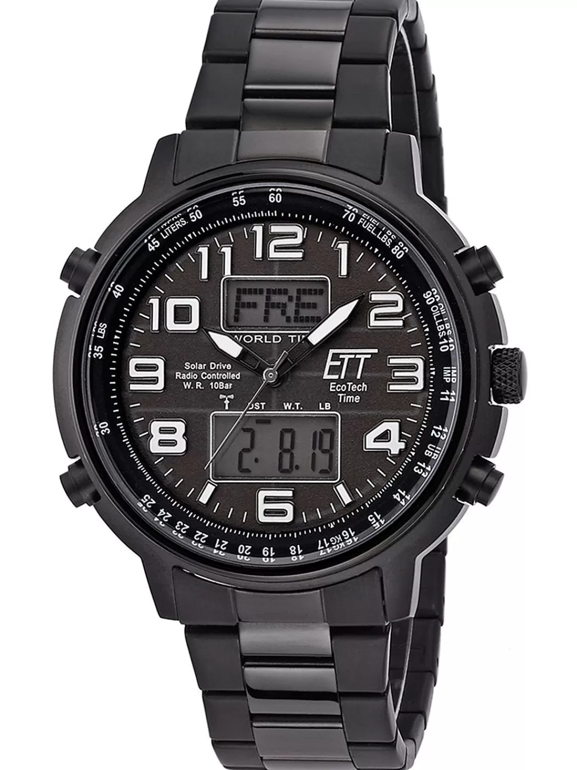 ETT Eco Tech Time Herren Solar-Funkuhr Multifunktion Hunter Ii Schwarz | Herrenuhren