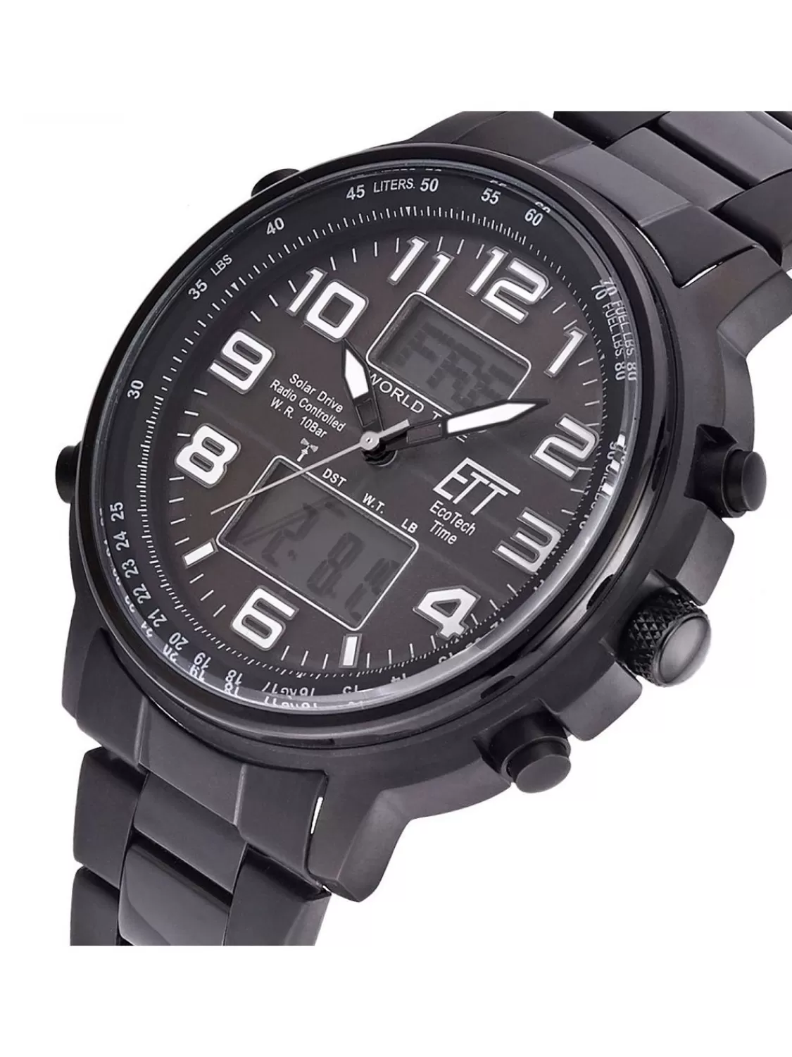 ETT Eco Tech Time Herren Solar-Funkuhr Multifunktion Hunter Ii Schwarz | Herrenuhren