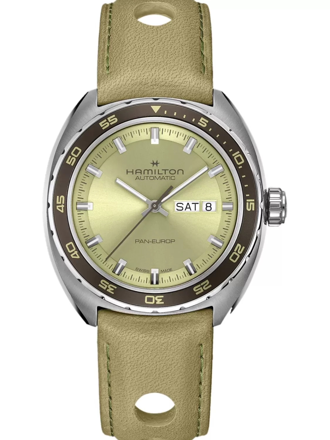 Hamilton Automatik Herrenuhr Pan Europ Day Date Beige 2 Bander | Herrenuhren