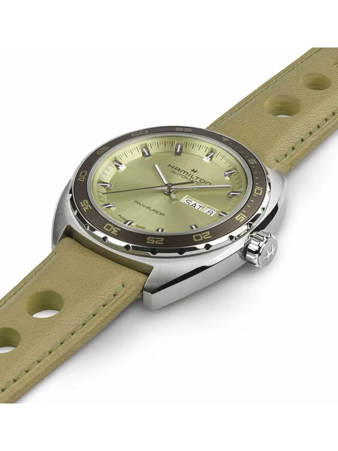 Hamilton Automatik Herrenuhr Pan Europ Day Date Beige 2 Bander | Herrenuhren