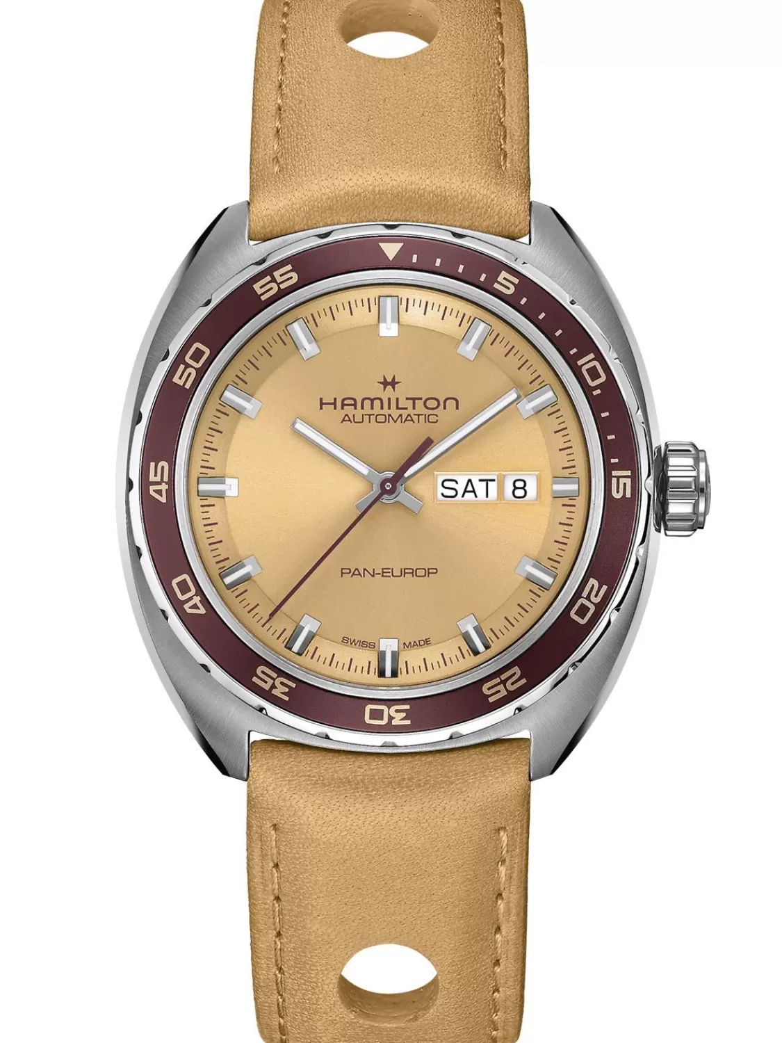 Hamilton Herrenuhr Pan Europ Day Date Automatik Beige 2 Bander | Herrenuhren