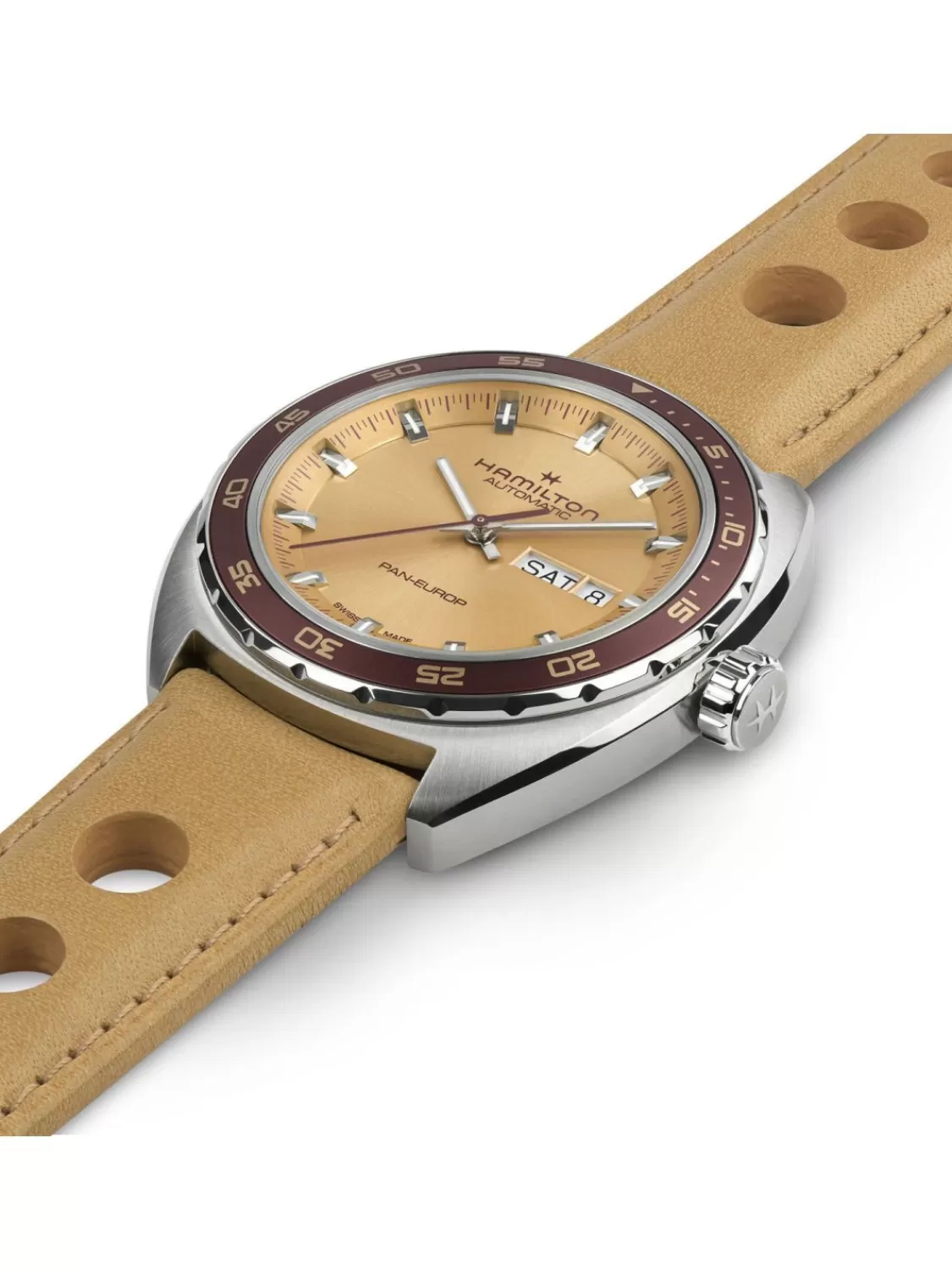 Hamilton Herrenuhr Pan Europ Day Date Automatik Beige 2 Bander | Herrenuhren
