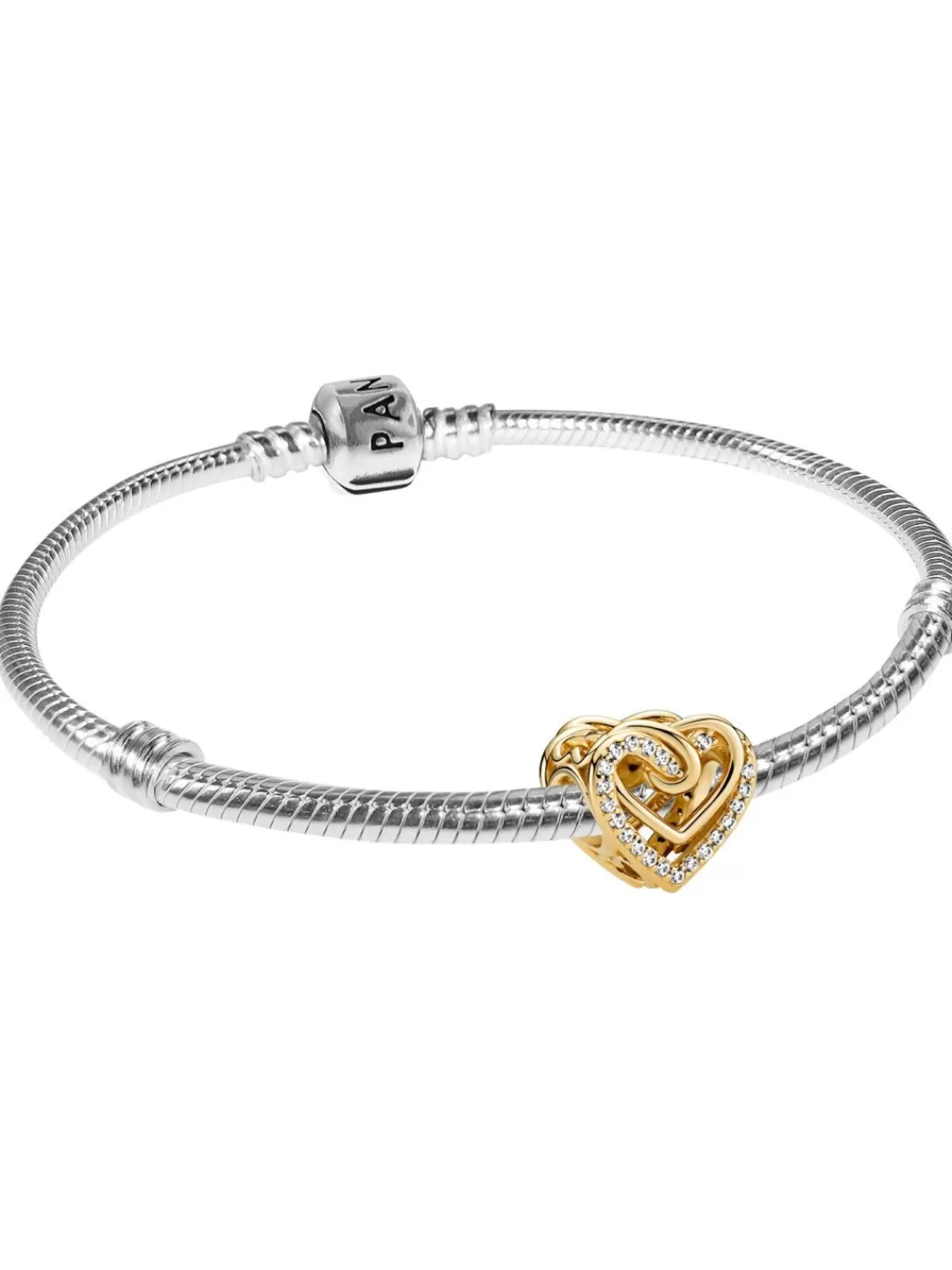 Pandora Damen-Armband Silber 925 Verschlungenes Herz Goldfarben | Damenschmuck
