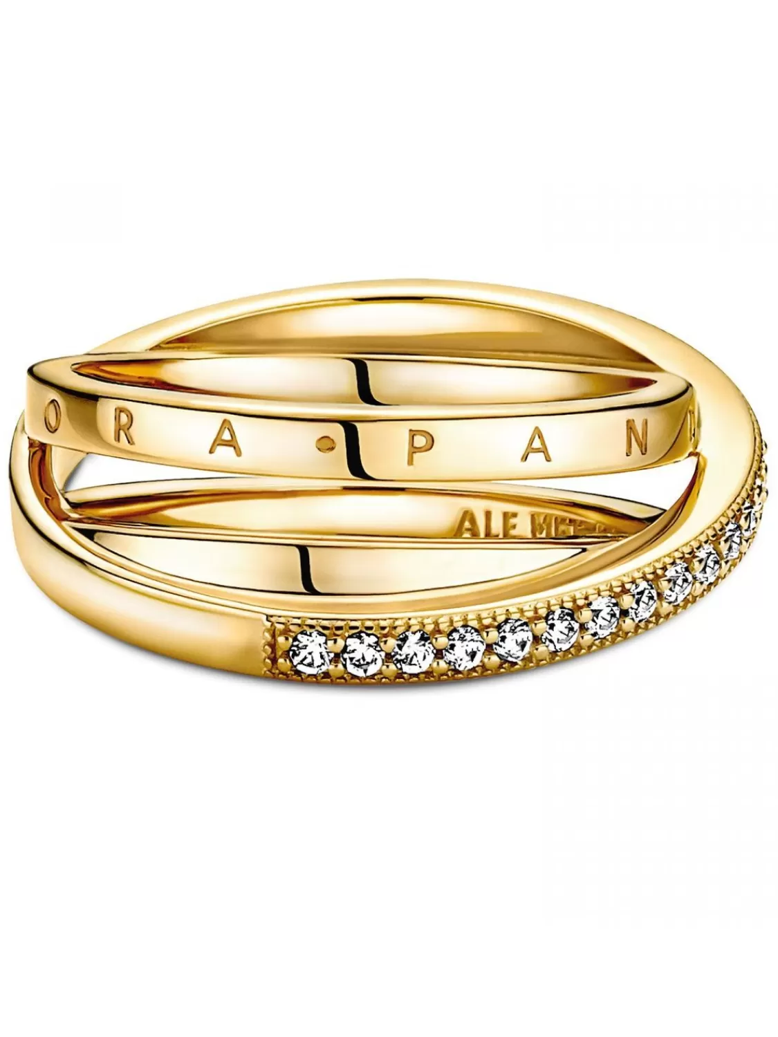 Pandora Damen-Ring Dreifach Gekreuzte Pave Schienen Goldfarben | Damenschmuck