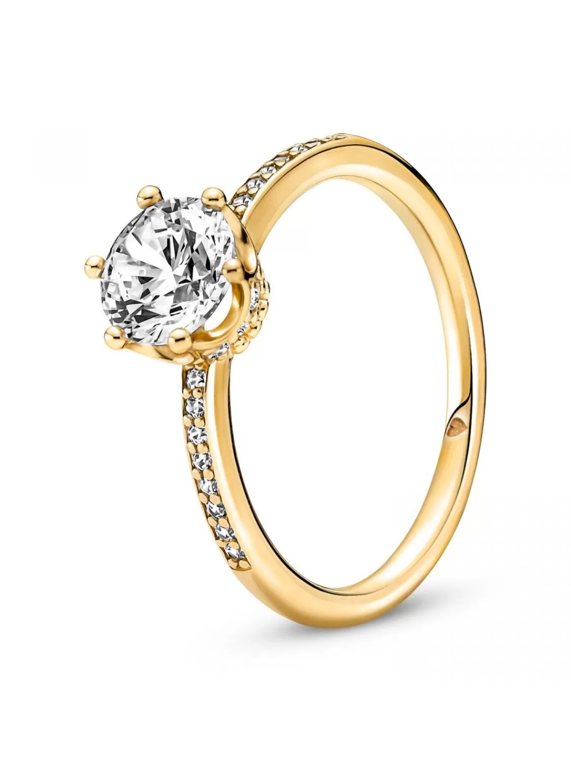 Pandora Ring Fur Damen Funkelnde Krone Goldfarben | Damenschmuck