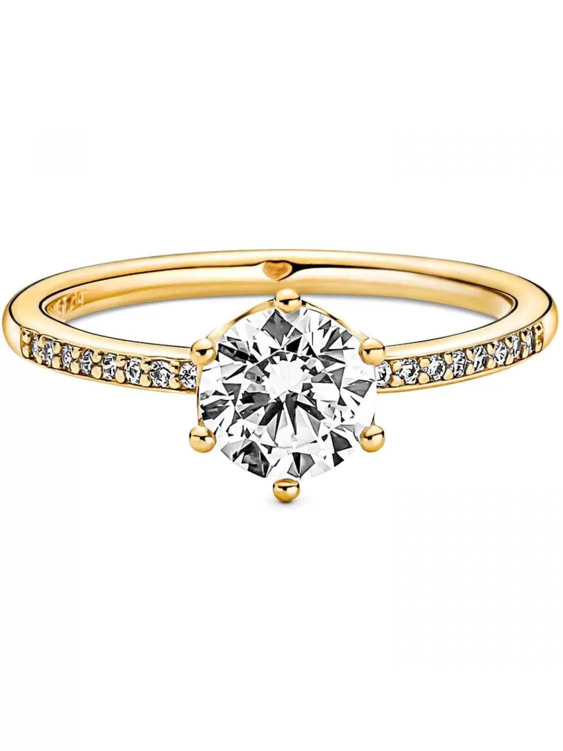 Pandora Ring Fur Damen Funkelnde Krone Goldfarben | Damenschmuck