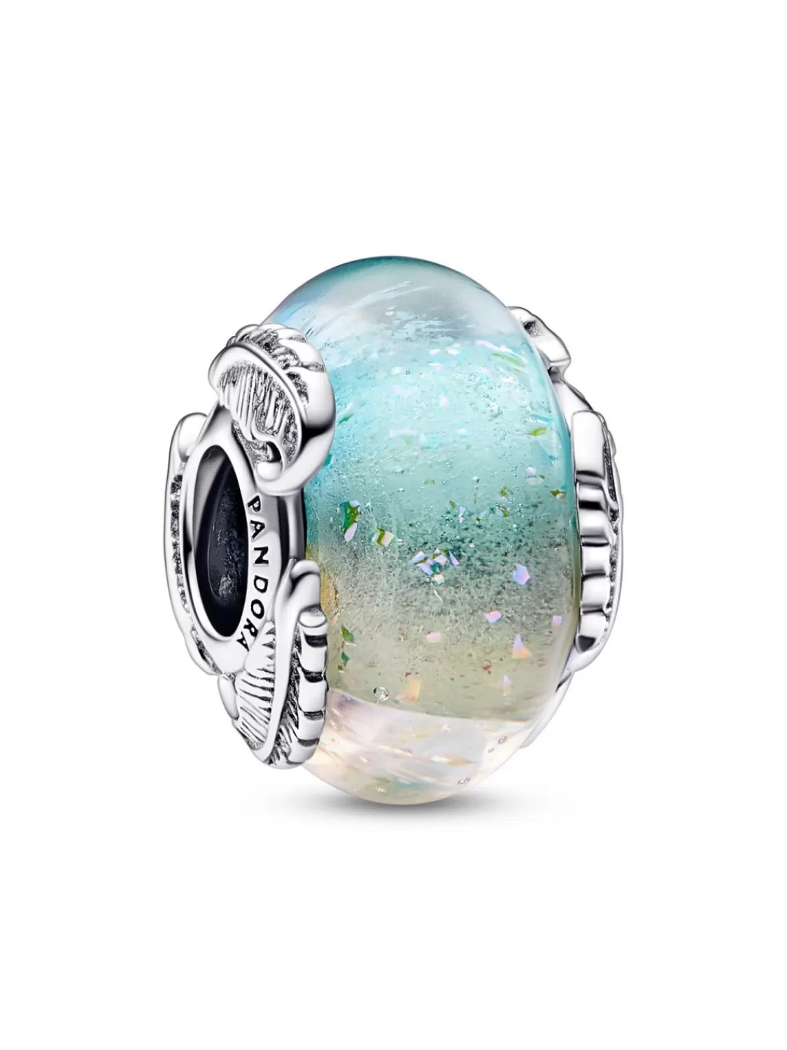 Pandora Silber Charm Regenbogenfarben Muranoglas Mit Federn | Damenschmuck