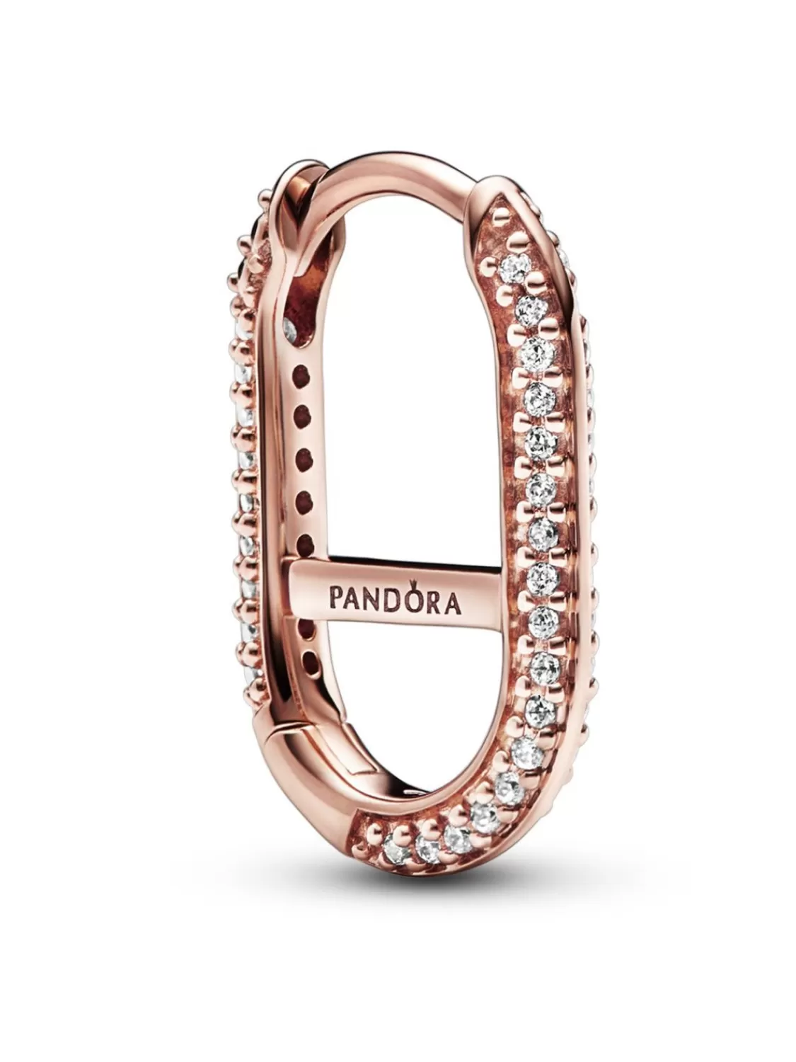 Pandora Single Creole Link-Ohrring Rosegoldfarben Pave Weis | Damenschmuck