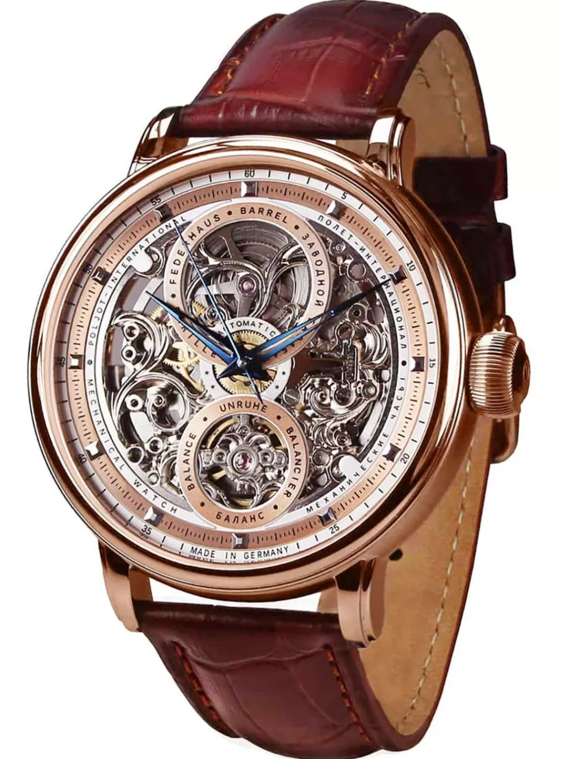 Poljot International Herrenuhr Automatik Hermitage Braun/Rosegoldfarben | Herrenuhren