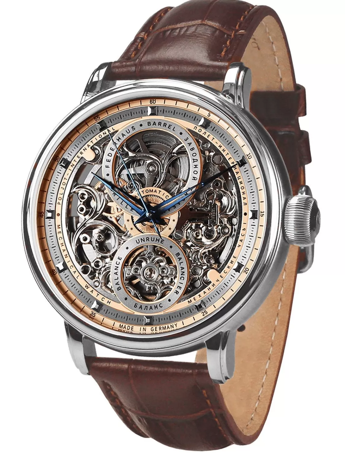 Poljot International Herrenuhr Automatik Hermitage Braun/Silberfarben | Herrenuhren