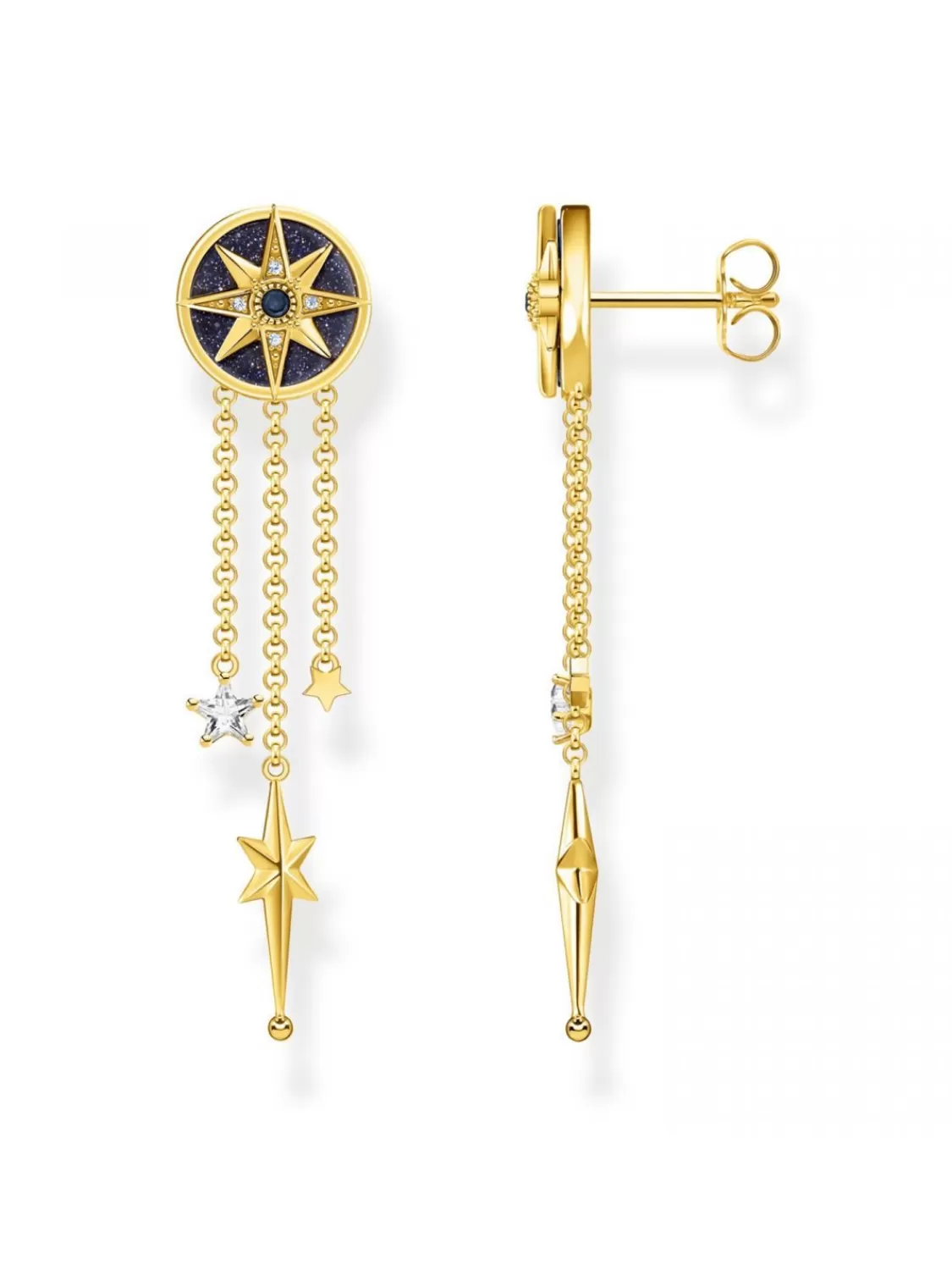 Thomas Sabo Damen-Ohrhanger Royalty Stern Mit Steinen Goldfarben | Damenschmuck