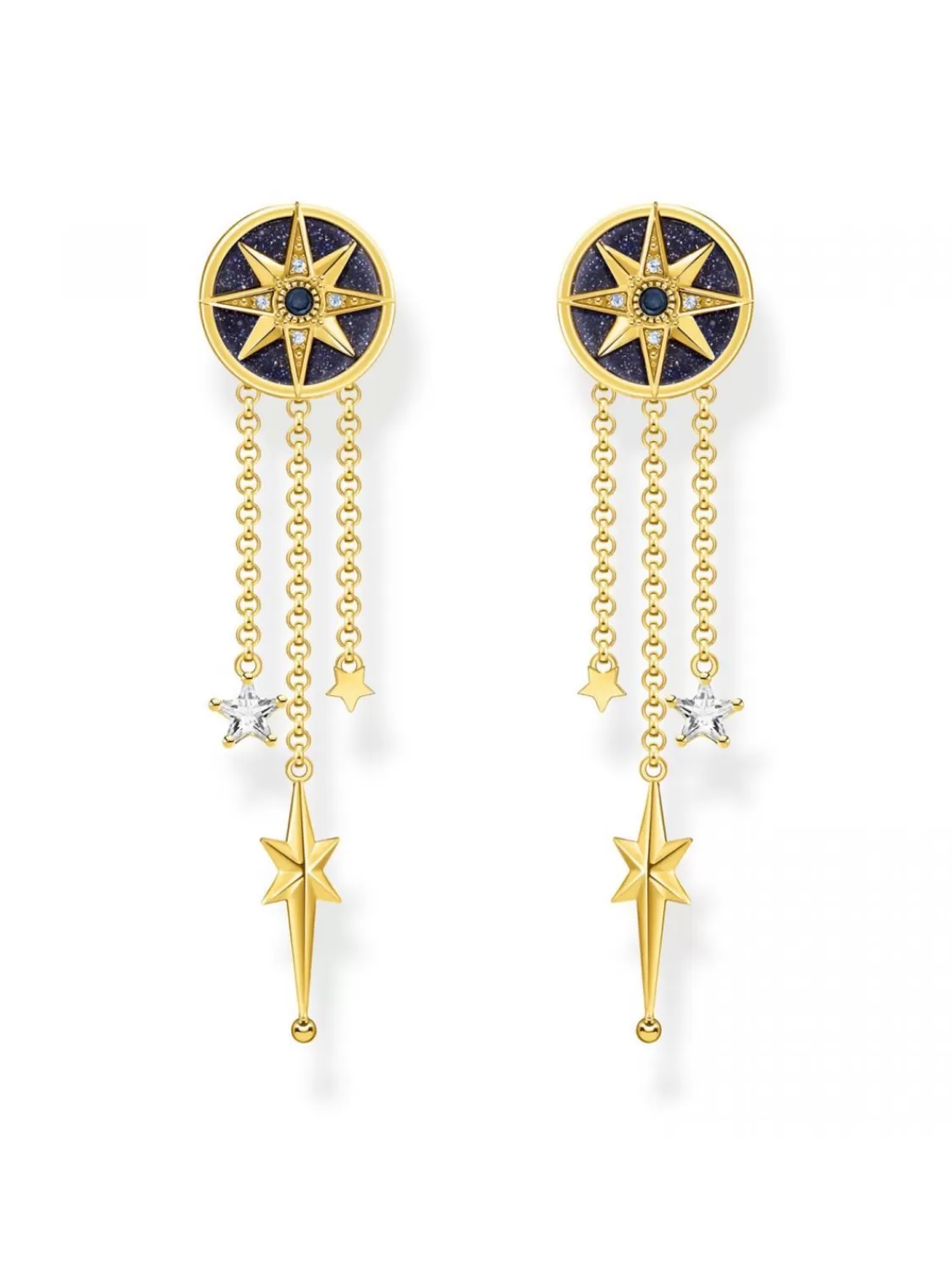 Thomas Sabo Damen-Ohrhanger Royalty Stern Mit Steinen Goldfarben | Damenschmuck