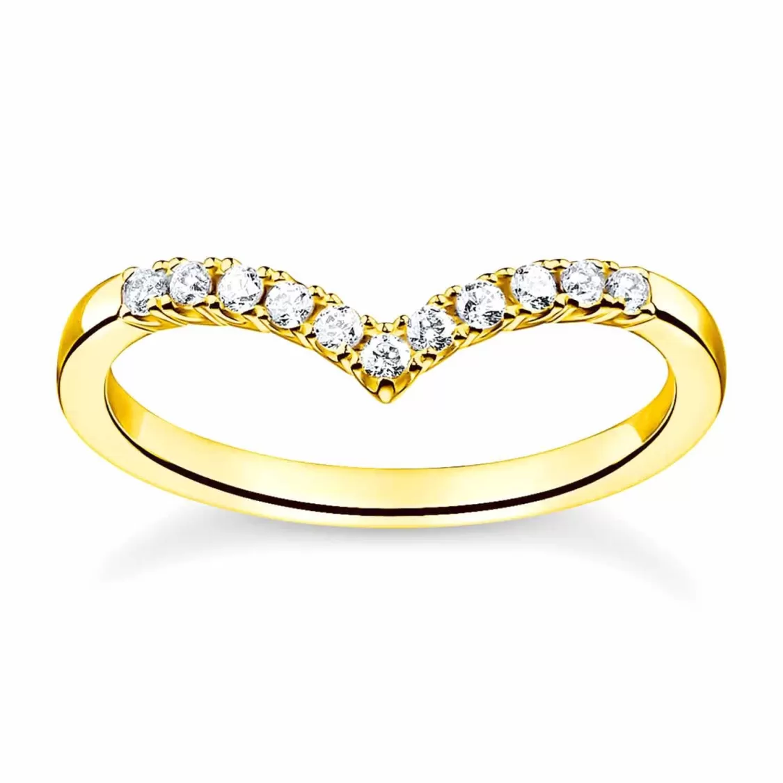 Thomas Sabo Damenring V-Form Mit Weisen Steinen Goldfarben | Damenschmuck