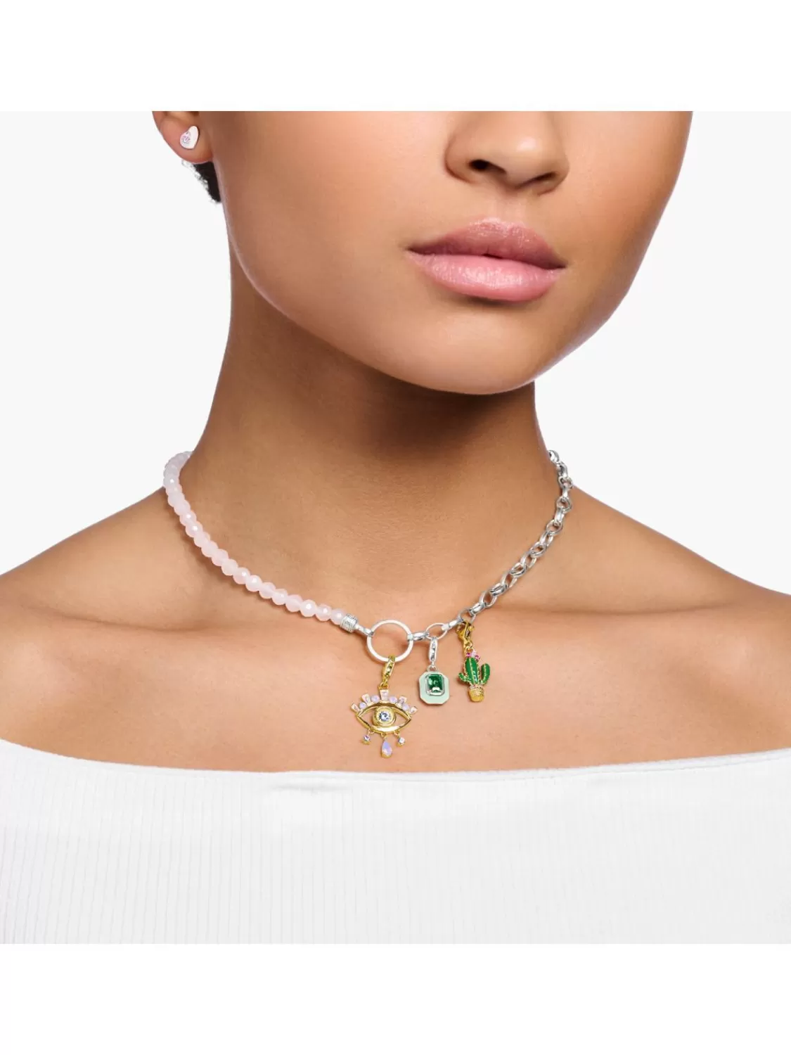 Thomas Sabo Kette Fur Charms Silber Und Rosafarbene Beads | Damenschmuck