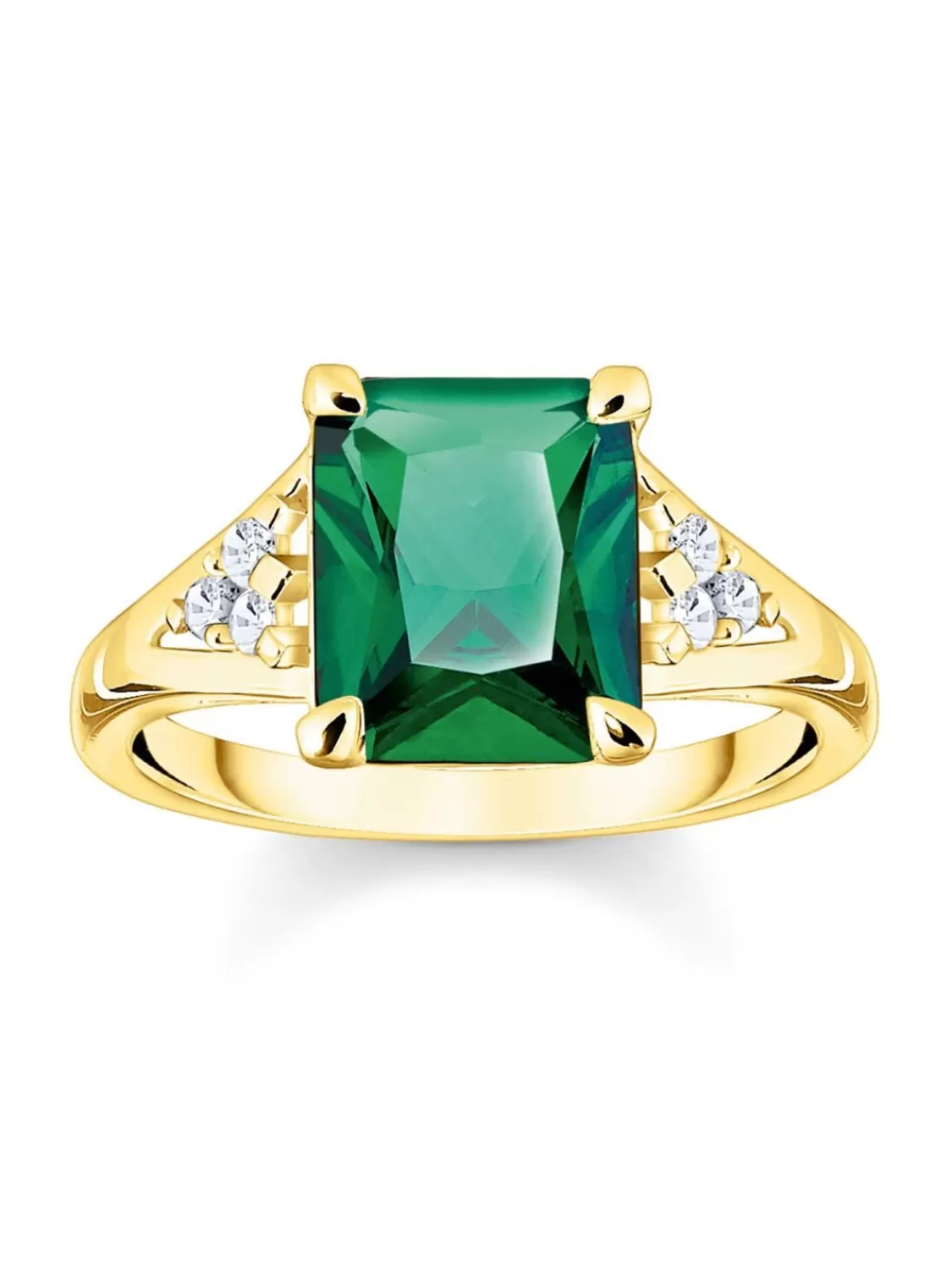 Thomas Sabo Ring Fur Damen Gruner Stein Goldfarben | Damenschmuck