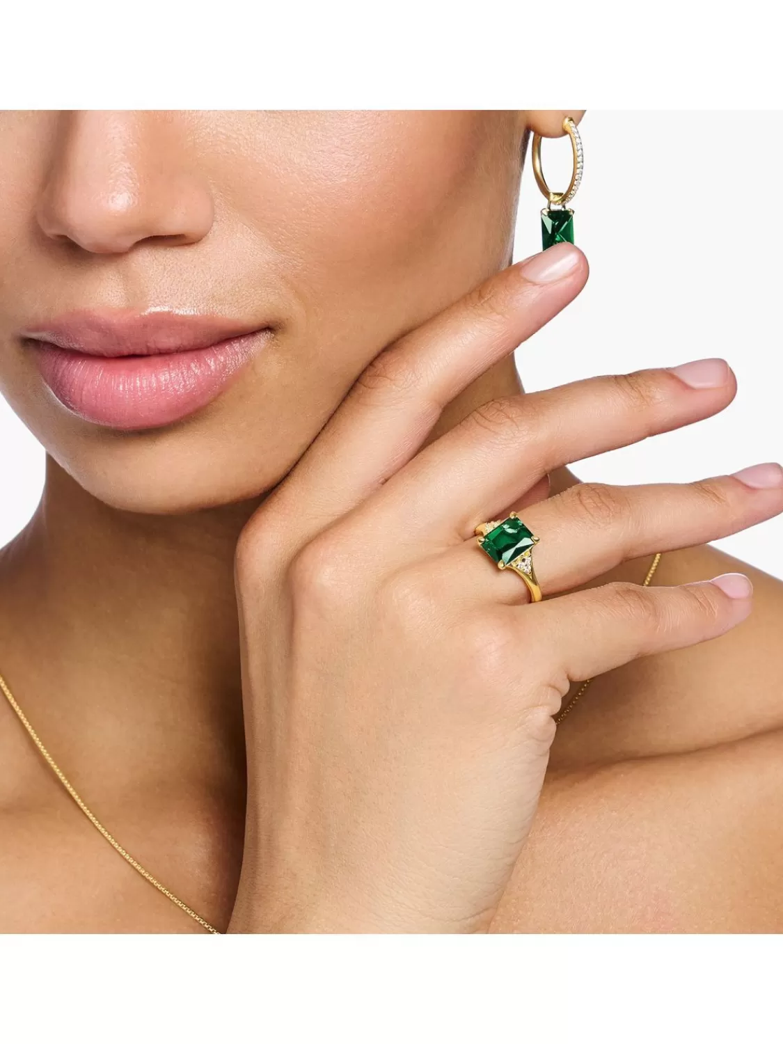 Thomas Sabo Ring Fur Damen Gruner Stein Goldfarben | Damenschmuck