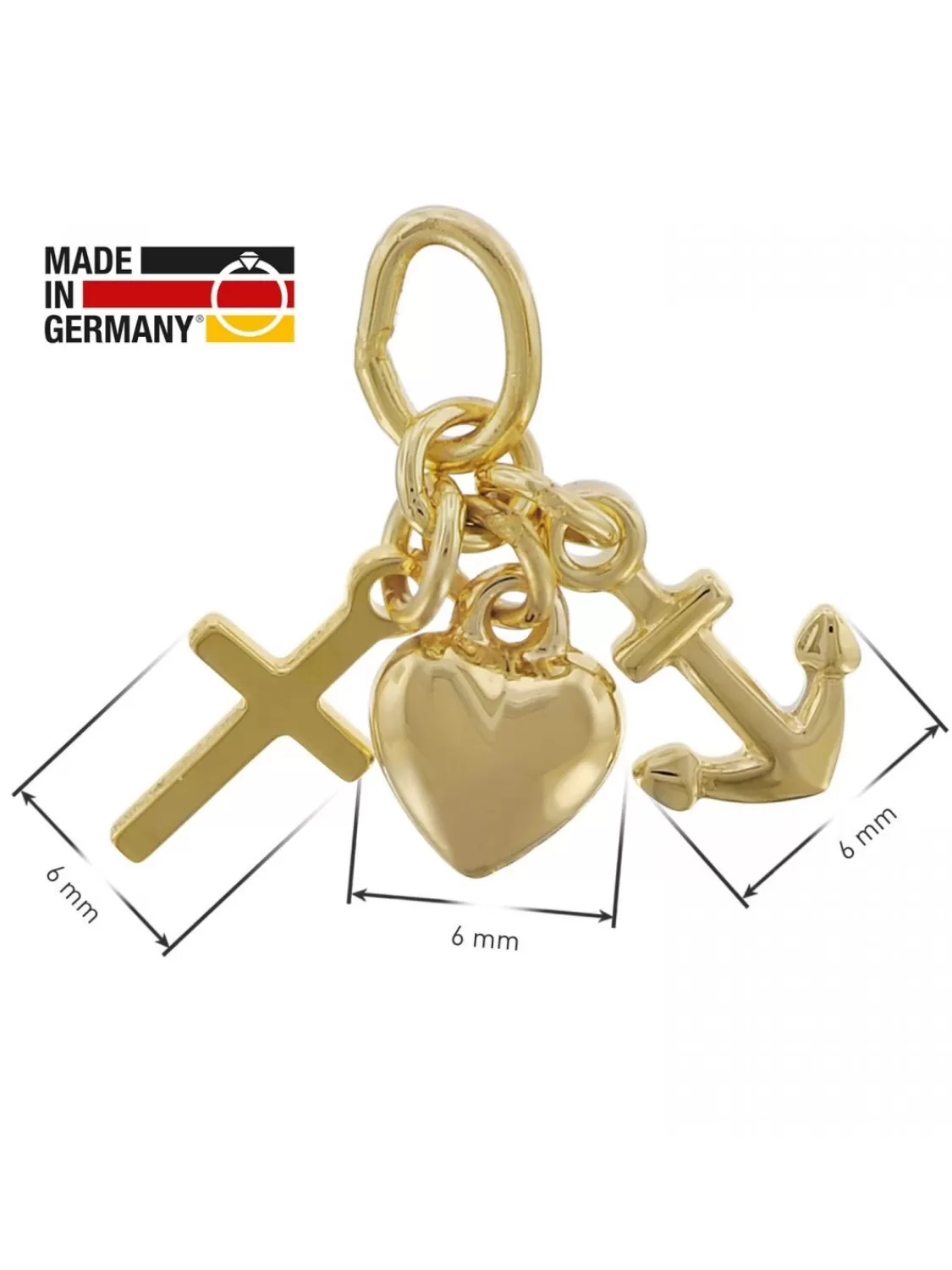 trendor Anhanger Fur Kinder Gold 333 Glaube, Liebe, Hoffnung | Kinderschmuck