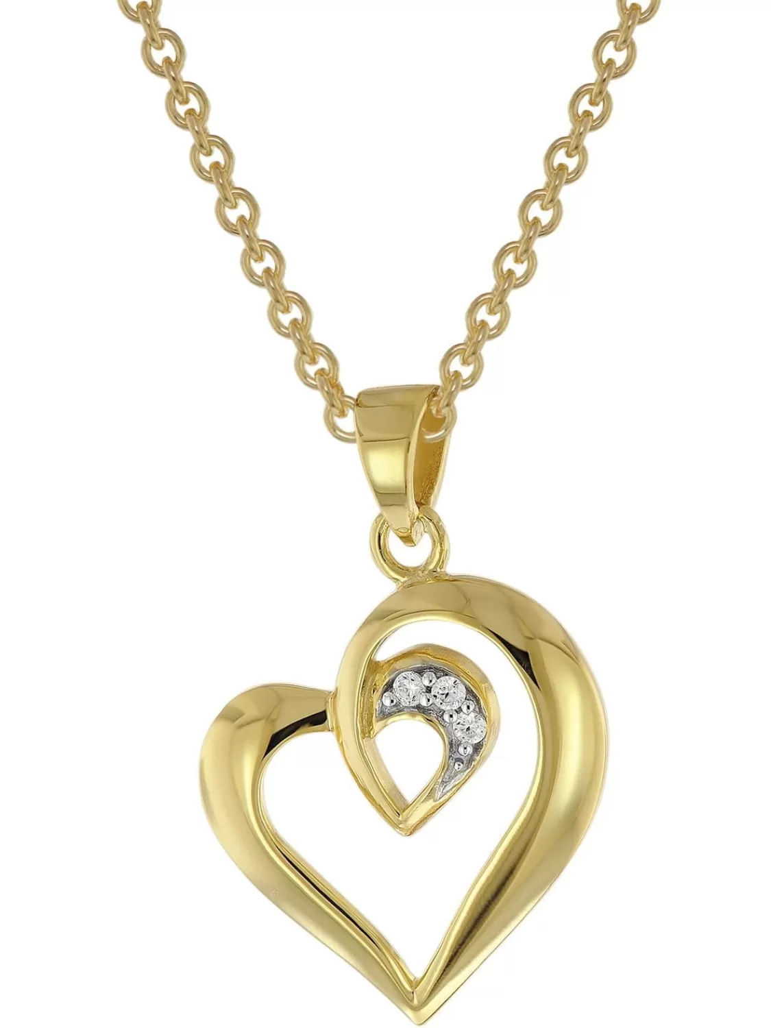 trendor Anhanger Herz Gold 333 / 8K Mit Vergoldeter Silberkette | Damenschmuck