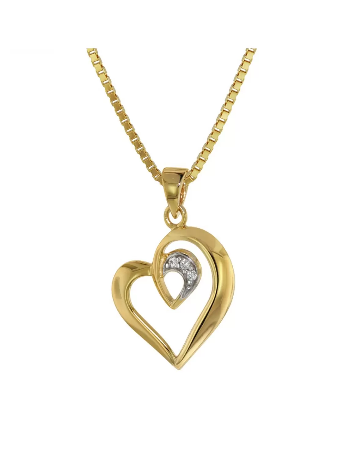 trendor Anhanger Herz Gold 585 / 14 K An Vergoldeter Silberkette | Damenschmuck
