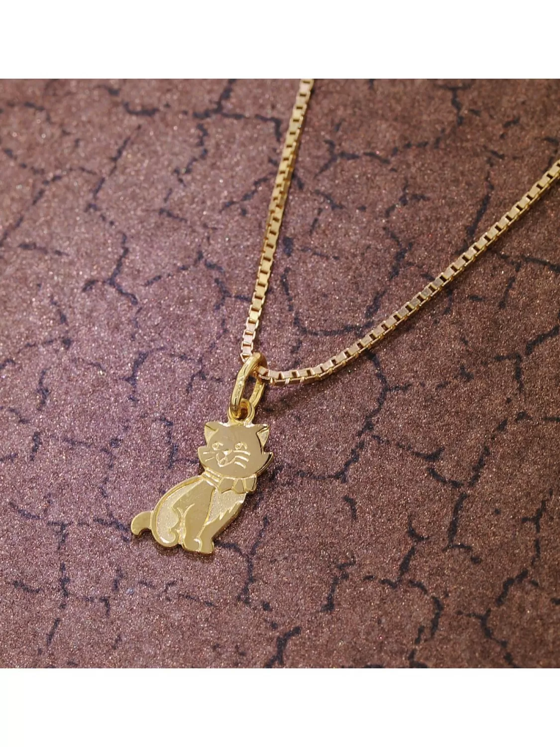 trendor Anhanger Katze Gold 333 (8 Karat) + Goldplattierte Silberkette | Damenschmuck
