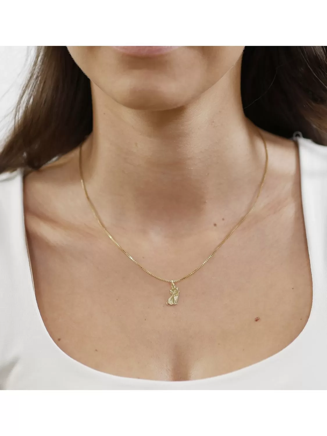 trendor Anhanger Katze Gold 333 (8 Karat) + Goldplattierte Silberkette | Damenschmuck