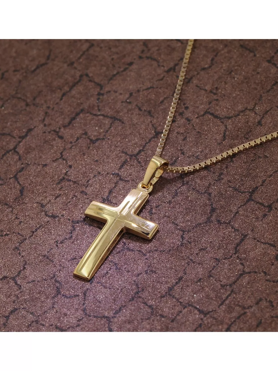 trendor Anhanger Kreuz 585 Gold (14 Karat) Mit Goldplattierter Kette | Damenschmuck