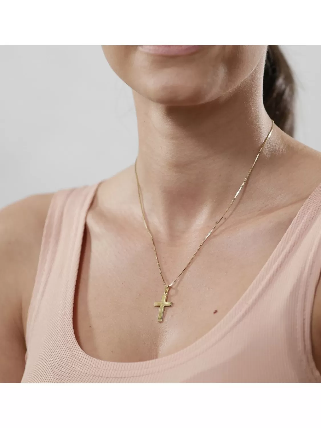 trendor Anhanger Kreuz 585 Gold (14 Karat) Mit Goldplattierter Kette | Damenschmuck
