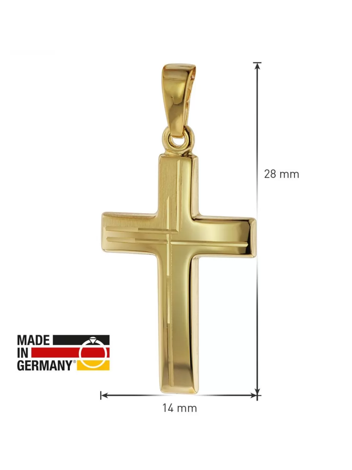 trendor Anhanger Kreuz 585 Gold (14 Karat) Mit Goldplattierter Kette | Damenschmuck