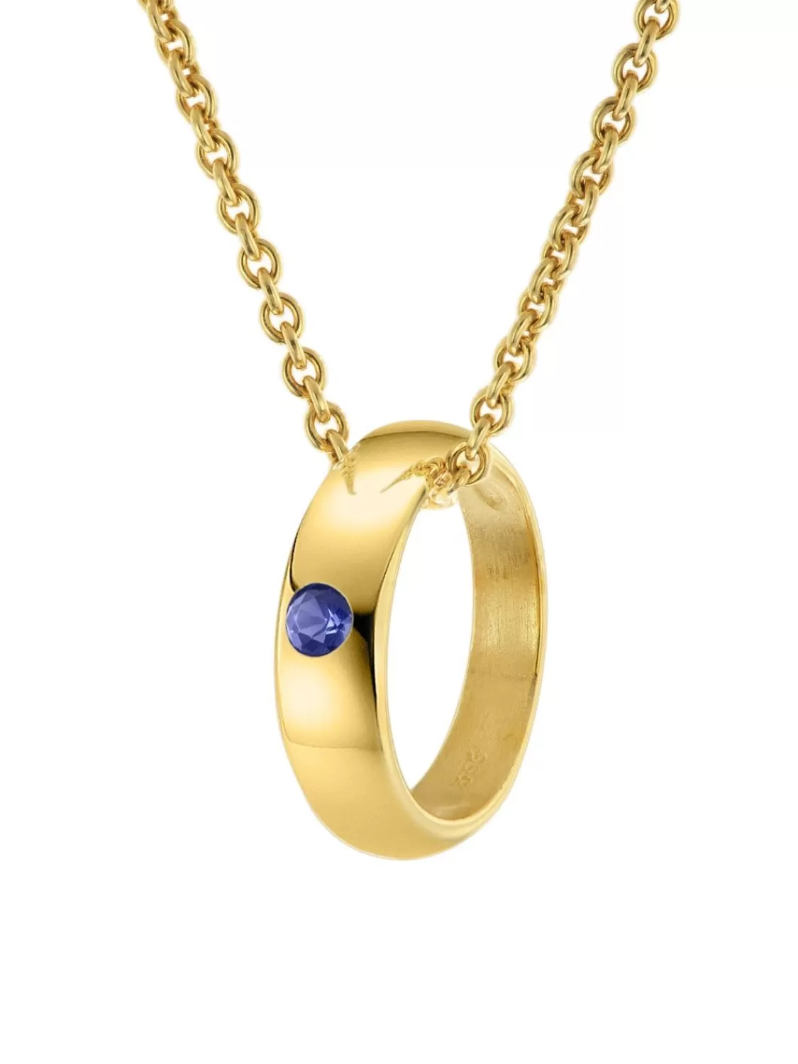 trendor Anhanger Taufring Gold 333 Mit Saphir An Goldplattierter Kette | Damenschmuck