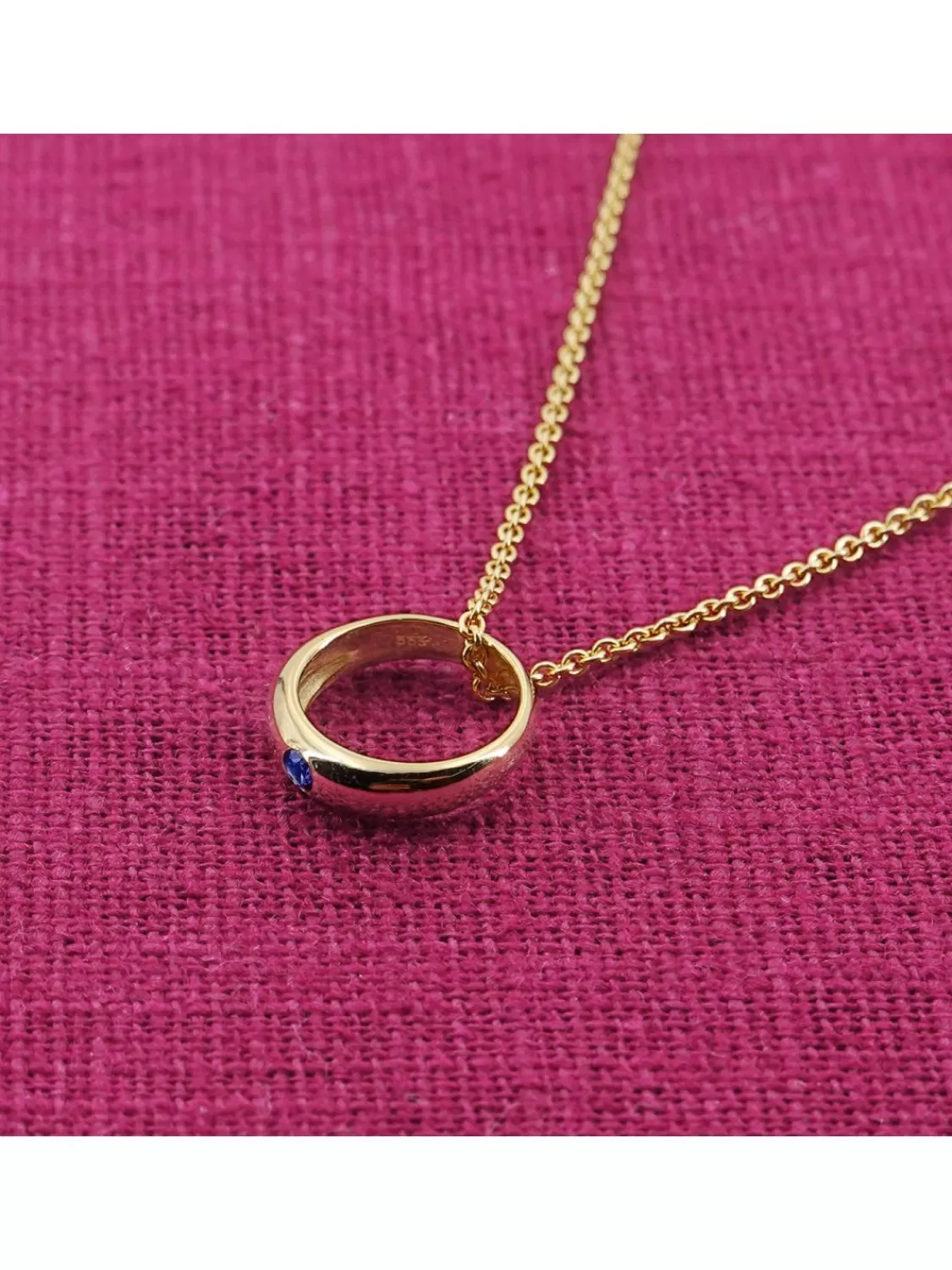 trendor Anhanger Taufring Gold 333 Mit Saphir An Goldplattierter Kette | Damenschmuck