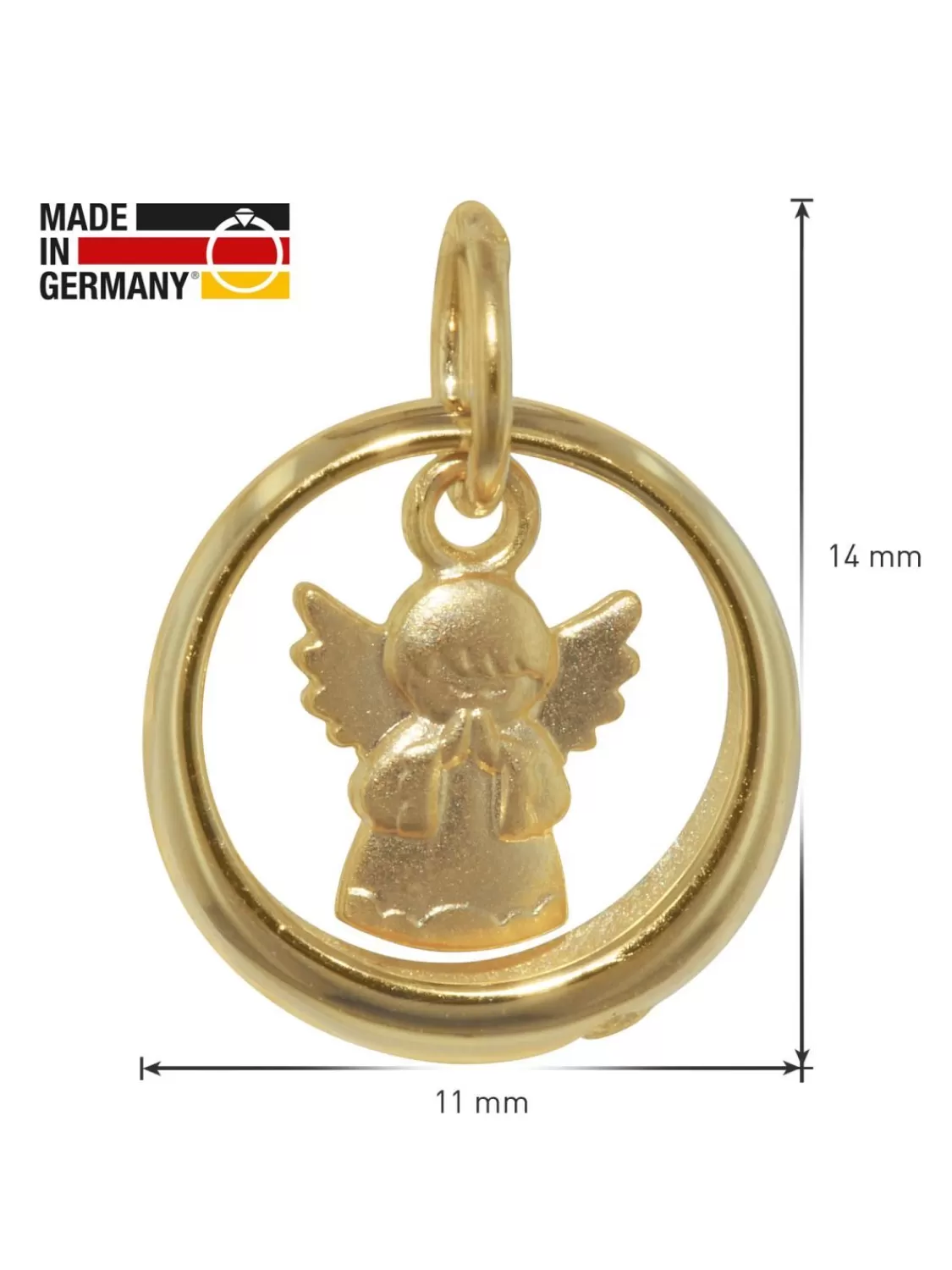 trendor Anhanger Taufring Mit Engel Gold 333 Mit Goldplattierter Kette | Kinderschmuck