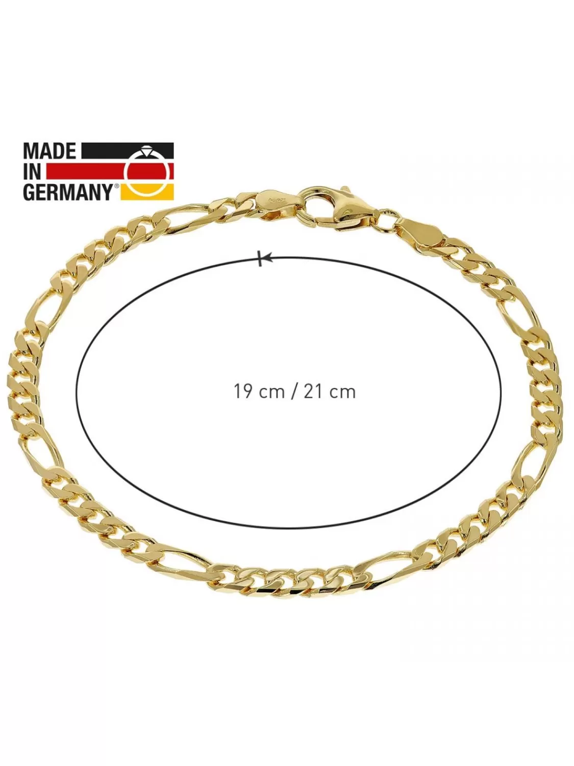 trendor Armband Gold Auf Silber 925 Figaro Breite 4,3 Mm | Herrenschmuck