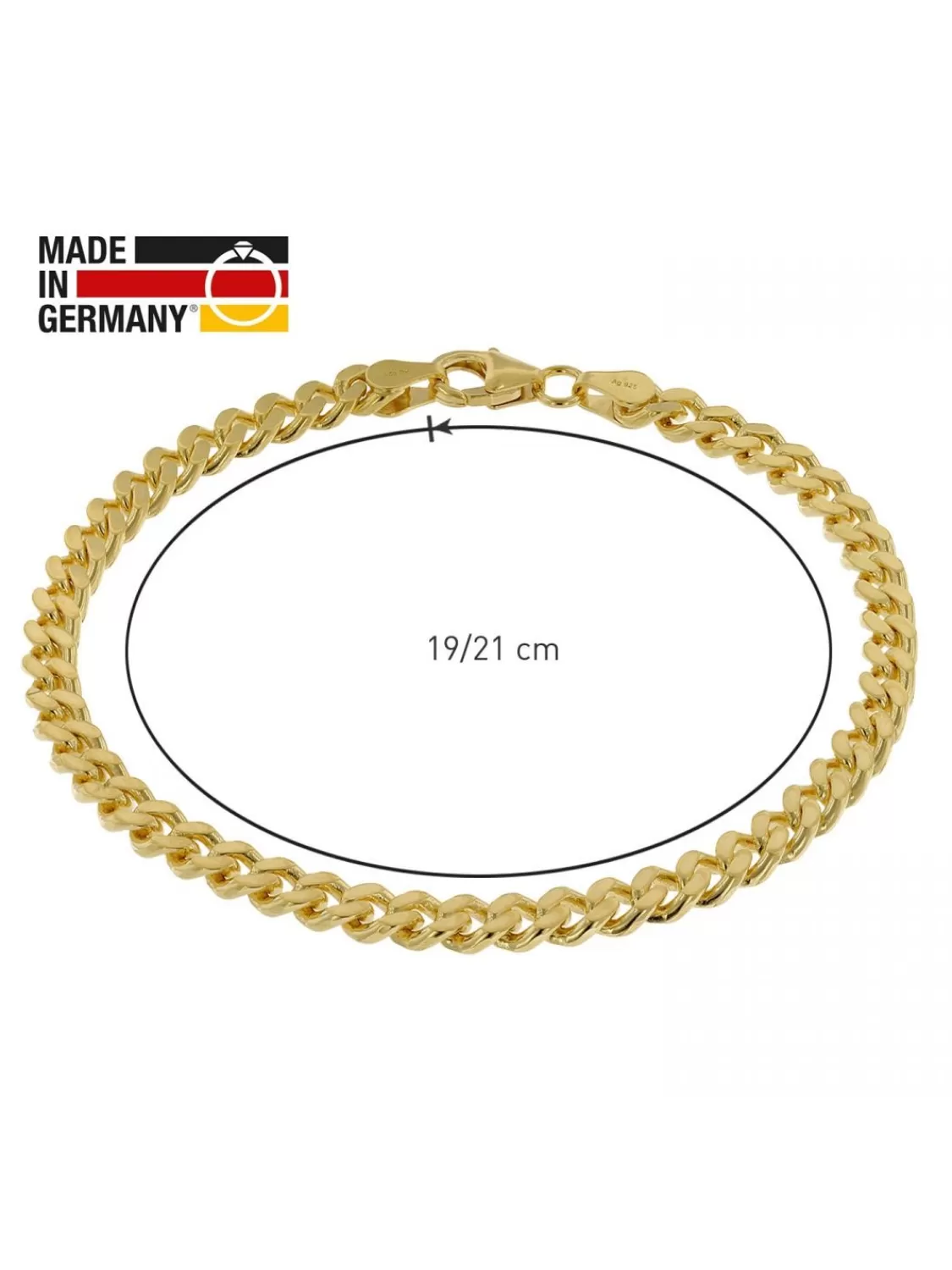 trendor Armband Gold Auf Silber 925 Flachpanzer 4,7 Mm Breit | Herrenschmuck
