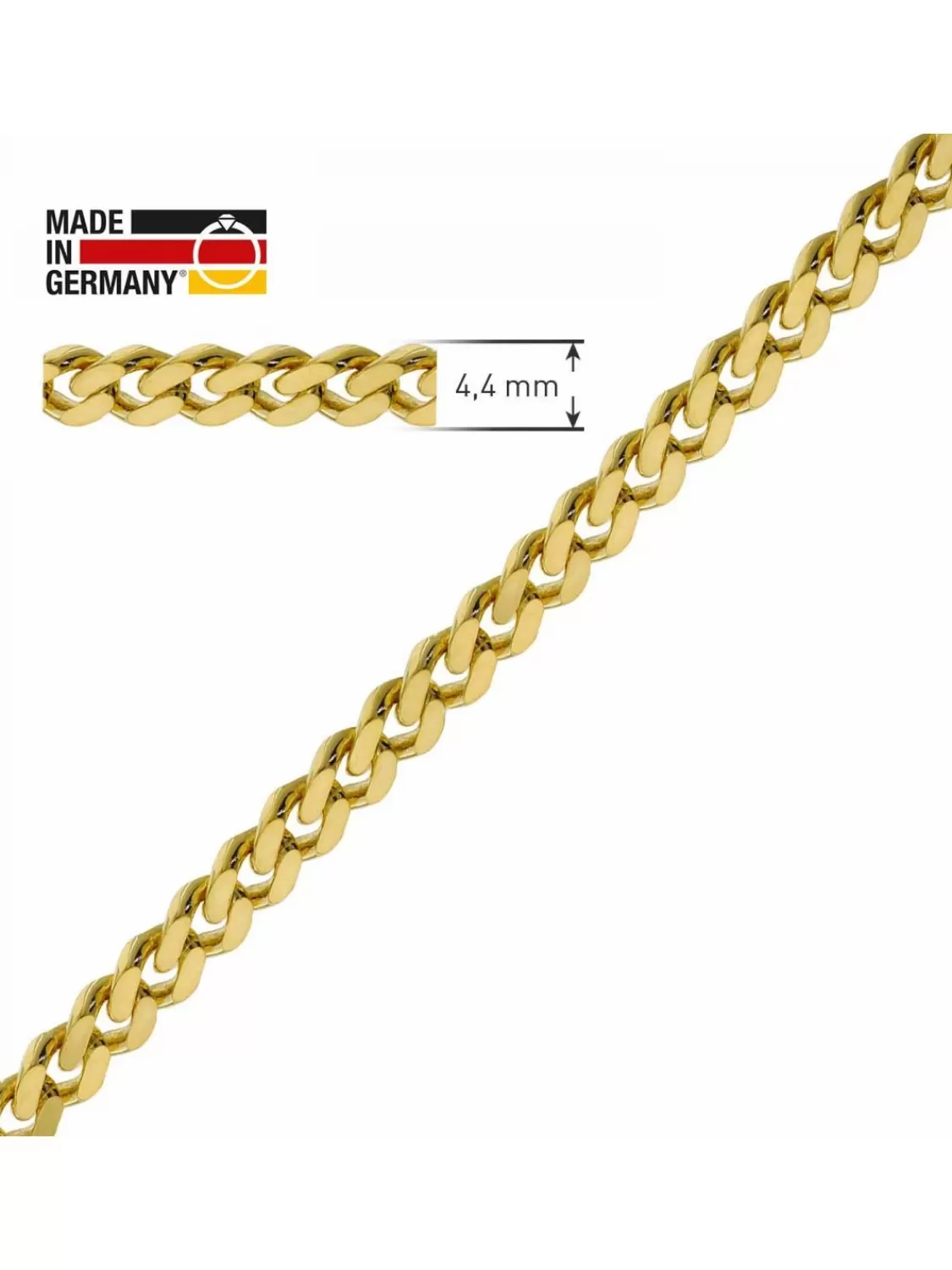 trendor Armband Gold Auf Silber 925 Flachpanzer 4,7 Mm Breit | Herrenschmuck
